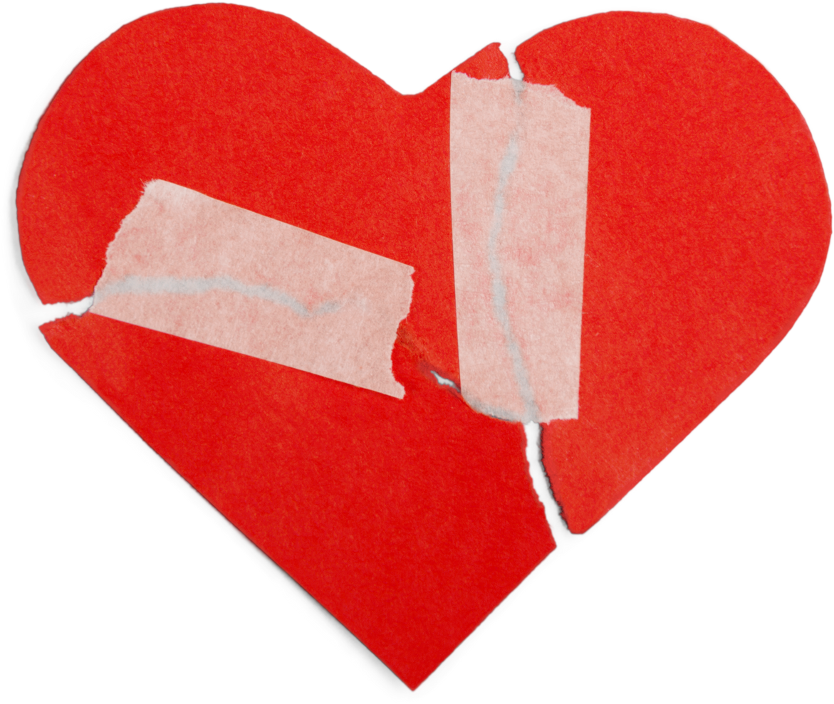 Broken Heart Fixed with Adhesive Tape